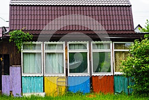 Vertical rain counrtyside cabin background