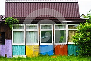 Vertical rain counrtyside cabin background