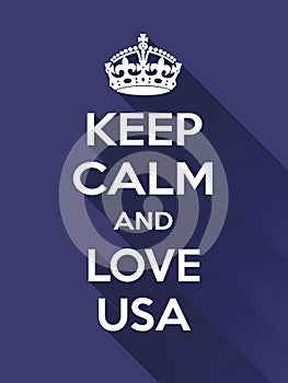 Vertical rectangular blue-white motivation the love on usa poster based in vintage retro style Keep
