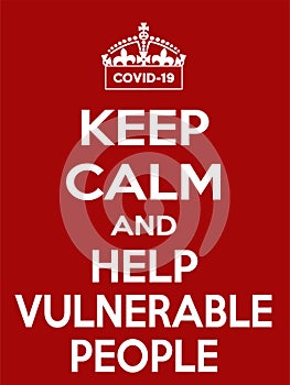 Vertical rectangular red-white motivation coronavirus COVID-19 poster based in vintage retro style Keep clam