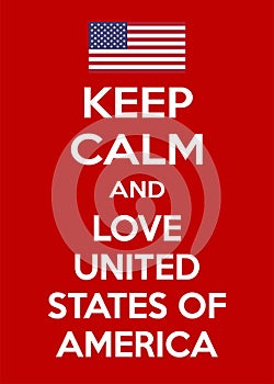 Vertical rectangular red-white motivation the love on usa poster based in vintage retro style Keep