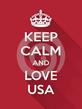 Vertical rectangular red-white motivation the love on usa poster based in vintage retro style Keep