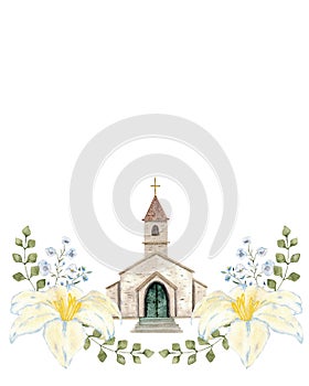 Vertical relgious template for first communion, confirmation, baptism, wedding greeting cards, invitation, save the date. photo