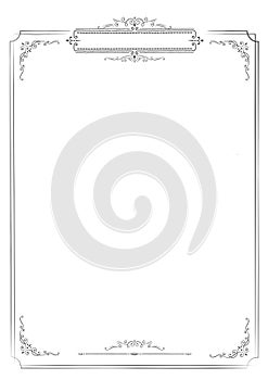 Vertical retro menu white blank background with border