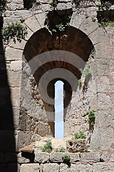 Vertical ronded medieval castel windows photo