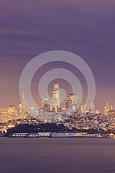 Vertical scene view of San Francisco across the bay