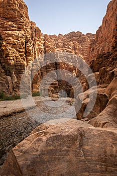 Vertical Scenery of Wadi Mujib in Jordan