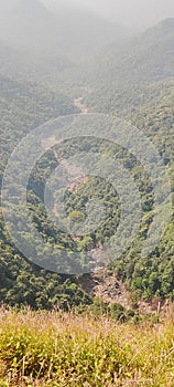 Vertical scenic view of mountain ranges in Sahyadri Maharashtra.