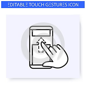 Vertical scroll up hand gesture line icon