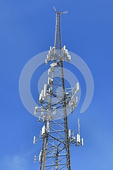 Vertical shot of a 5G tower in Morgantown, West Virginia, USA