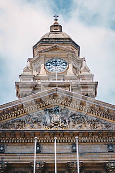 Vertical shot of an ancient beautifully architectured Cape Town City Hall in Cape Town, South Africa