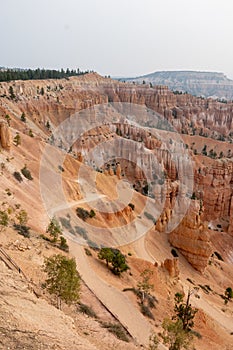 Vertical shot of badlands at the Bryce Canyon National Park in Utah, the US