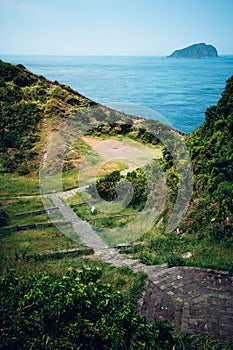 Vertical shot of Badouzi Seaside Park in Keelung, Taiwan