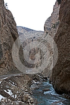 Vertical shot of a beautiful canyon in Nagorno-Karabakh