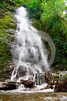 Vertical shot of a beautiful Cascada Cola de Caballo waterfall under Monte Perdido