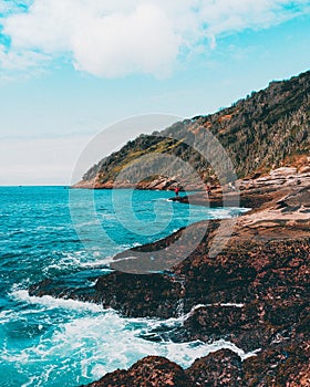 Vertical shot of a beautiful landscape of the beach in Arraial do Cabo, Rio de Janeiro