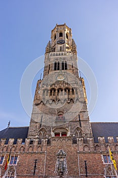 Vertical shot of Belfry of Bruges building in Belgium