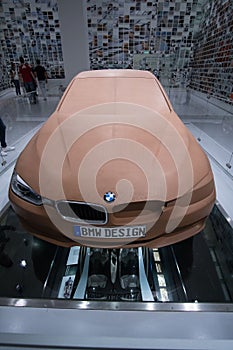 Vertical shot of the BMW F30 clay model at the BMW Museum in Munich, Germany