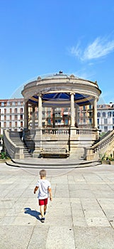 Vertical shot of boy near the Pamplona Navarre, Spain