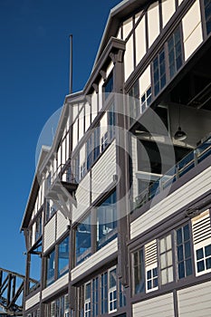 Vertical shot of a building in Walsh Bay Wharves Precinct,New South Wales, Australia photo