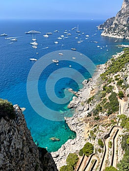 Vertical shot of the Capri island on a beautiful summer day in Italy