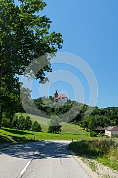 Vertical shot of the Castle Cam on the district of Muhlviertel in Austria photo