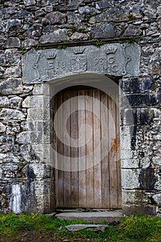 Vertical shot of the castle door at Kilchurn Castle in Argyll and Bute, Scotland