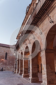 Vertical shot of Centro Cultural Palacio de la Audiencia building with arches, Soria, Spain photo