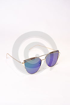 Vertical shot of Clubmaster sunglasses isolated on white background
