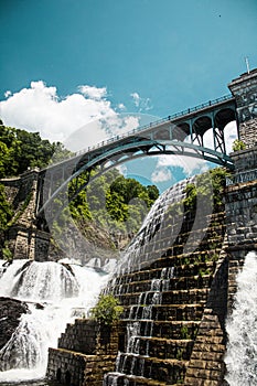 Vertical shot of Croton Gorge Dam. Cortlandt, New York, United States.