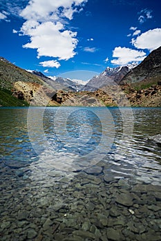 Vertical shot of the Deepak Tal lake in India