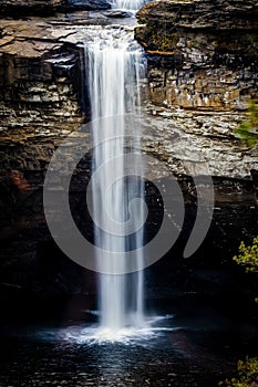 Vertical shot of Desoto falls in Alabama.