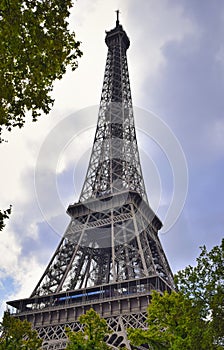 Vertical shot of the Eiffel tower in Prais, France photo