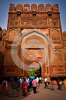 Vertical shot of the entrance to Agra Fort in India