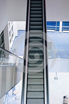 A vertical shot from an escalator. Escalators are located and large stores and department stores