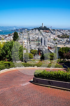Vertical shot of the famous Lombard Street, San Francisco, California, USA