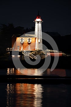 Vertical shot of a Fisgard Lighthouse in Colwood, British Columbia, Canada