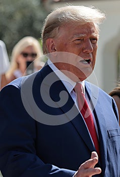 Vertical shot of the Former President of the United States Donald Trump