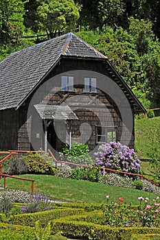 Vertical shot of the Frutillar German Colonial Museum in Chile captured during the daytime