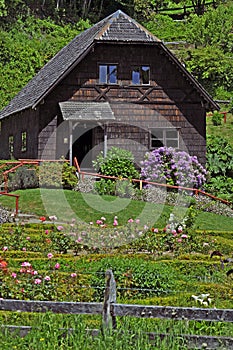 Vertical shot of the Frutillar German Colonial Museum in Chile captured during the daytime