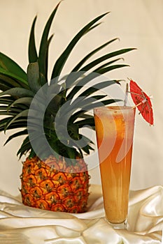 Vertical shot of a glass of pineapple juice