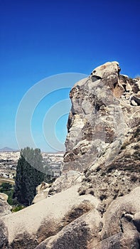 Vertical shot of the Goreme Open Air Museum in Ortahisar,  Turkey