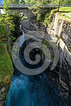 Vertical shot of Gudbrandsjuvet waterfall Sunnmore, More og Romsdal, Norway