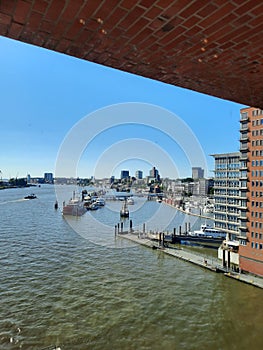 Vertical shot of the Hafen City in Hamburg