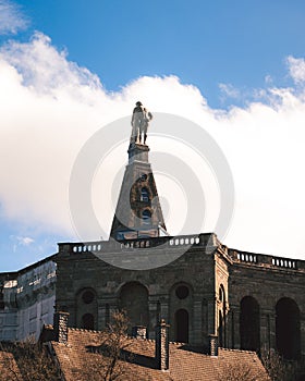 Vertical shot of the Hercules monument in Wilhelmshoehe Castle Park in Kassel, Germany