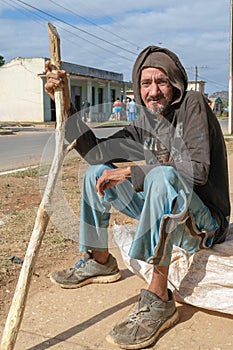 Vertical shot of a herdsman having a rest outdoors