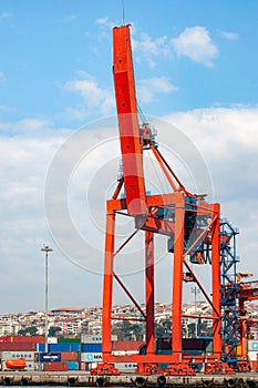 Vertical shot of the historic Port of Haydarpasa cargo seaport in Istanbul, Turkey