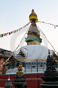 Vertical shot of the historic Yetakha Baha Temple in Kathmandu, Nepal photo