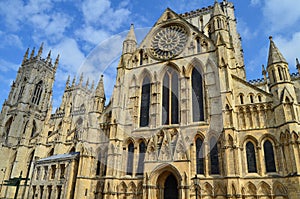 Vertical shot of the historical York Minster Cathedral in York, United Kingdom