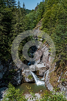 Vertical shot of the Iadolina Waterfall, Bihor, Romania